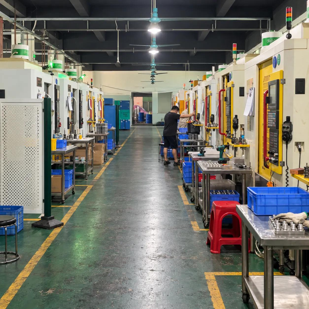CNC workshop aisle at Tianyu